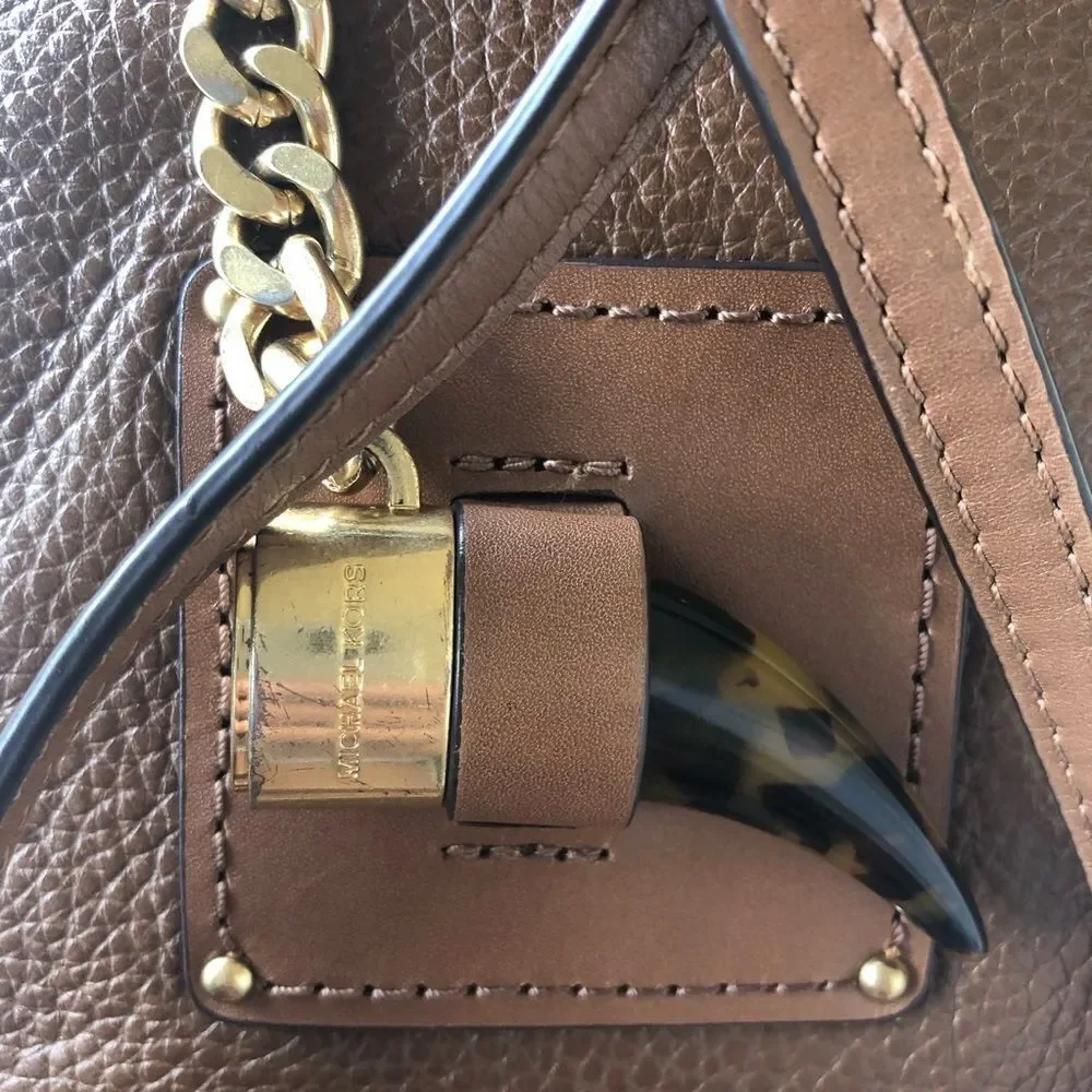 Michael Kors Tan Tortoise Crossbody Zipper Bag